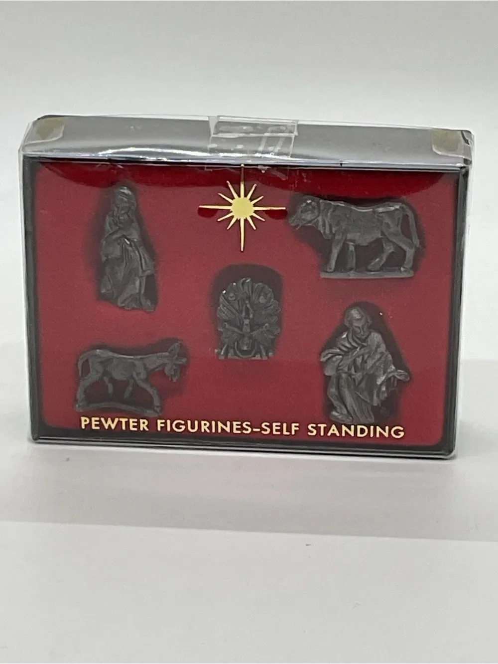 Pewter Nativity Figurine Set - Red